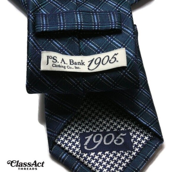 JOS A BANK 1905 Silk Tie Men's Blue plaid Necktie 2.75" Wide - Picture 2 of 5